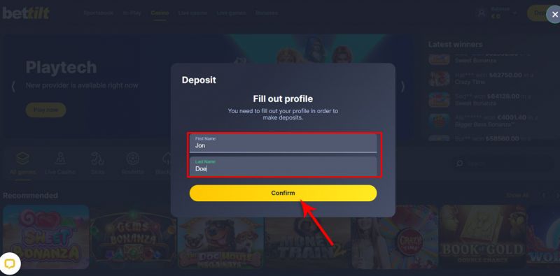How to deposit on a casino with Bitcoin? - Guide Step 4