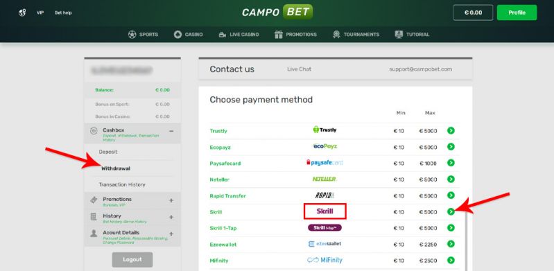 Skrill how to withdraw money from the casino-Step 3
